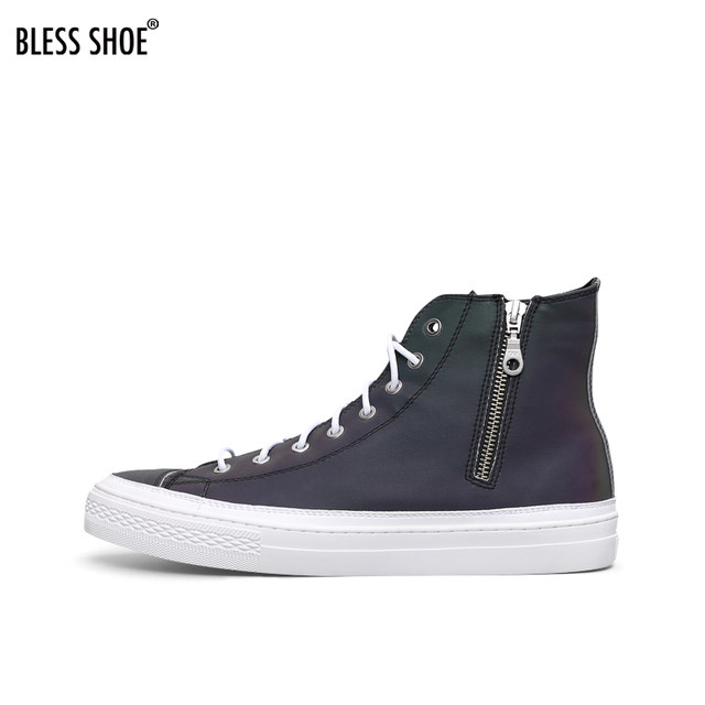 BLESSSHOEDemon Night Devil Summer Colorful Reflective Shoes Couples High-top Canvas Shoes Casual Shoes