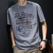 Summer cotton short sleeve T-shirt men loose ins Tide brand half sleeve size fat fat man plus fat increase body shirt trend mens clothing