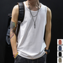 Cotton white T-shirt vest men loose waistcoat wear solid color short sleeve sports basketball tide summer