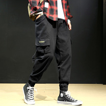 Black casual pants loose trend spring new super Fire ins Tide brand overalls mens spring and autumn pants