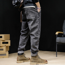 Boomer jeans Mens winter 2021 new loose small feet large size Harun long pants Korean version trendy autumn winter pants