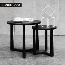 Small side table round corner table solid wood frame modern coffee table side table Ruide Chi Xilie designer furniture customization
