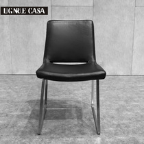 Dining chair full leather simple modern stainless steel frame WALTZ PLUS book chair drinking tea dining chair furniture custom