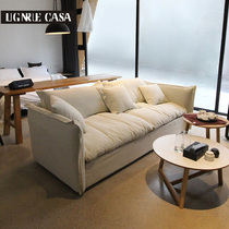 Two or three simple and modern anti-fouling technology cloth collection Knit full leather down corner sofa
