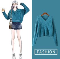 Short sweater women loose lazy wind 2020 autumn and winter new small Korean version V-neck pullover wild sweater