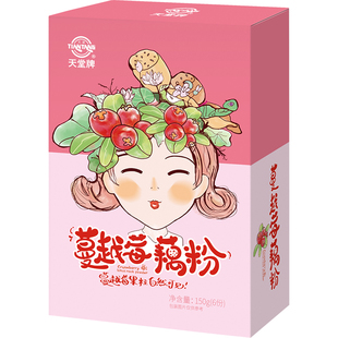 天堂牌蔓越莓藕粉150g/6份(含12包）水果冻干粒代餐0脂肪速溶藕粉