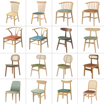 Nordic solid wood iron rattan dining chair coffee restaurant hot pot Japanese sushi shop milk tea shop noodle restaurant chair combination