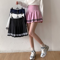 Right rice black pleated skirt women Spring and Autumn New High waist slim A- line dress anti-wear skirt summer skirt