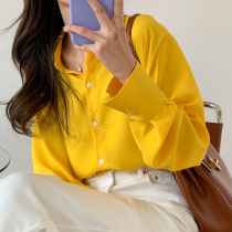 Candy color shirt Womens Spring 2021 New Korean version of foreign style hanging yellow sunscreen coat long sleeve shirt
