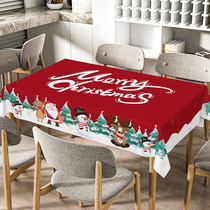 Online Red Eurostyle Christmas Cotton Linen Table Cloth Upscale Blend Waterproof Anti-Slip Table Desk Office Annual Meeting Arrangement Art