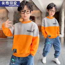 Boy sweater pure cotton autumn winter 2021 new set head children Garnter thickened needle weaselweaters CUHK Boy line clothes Boys