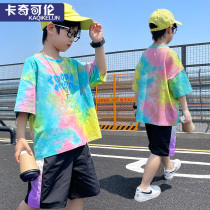 Boy suit Summer 2022 new children Ocean gas tide childrens clothing CUHK Tong Shuai Red Summer Clothing Sports Clothes