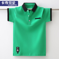 Boys short-sleeved T-shirt cotton children polo shirt 8 half-sleeves 10 middle and big childrens T-shirt 12 boys 13 tops 15-year-old tide