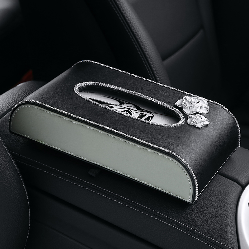 car tissue box, drawer box, seat style interior, lady car, creative diamond-encrusted, cute car armrest box, tissue box