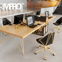 The combination of solid wood desk and chairs is about 2 4 6 people in the office computer screen staff table