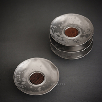 Heard) Silver colored cups cushion wooden bottom cup Totaoyi tea set works Jingdezhen City made silver glazed metal texture