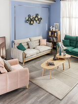 Velvet wood combination set Fabric solid wood Nordic Japanese left and right sofa Full solid wood living room modern and simple