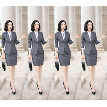 Professional clothing autumn and winter new gray suit suit female temperament business formal dress college student interview gold shop overalls