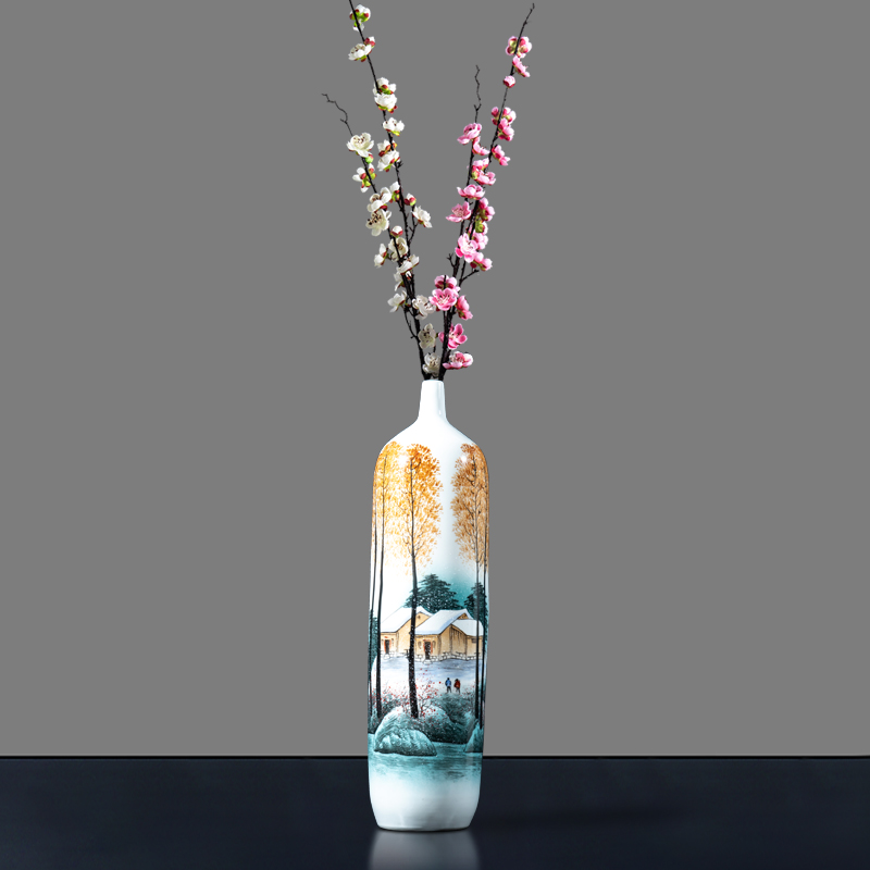 Jingdezhen chinaware big vase furnishing articles flower arranging new Chinese style household hand - made the process of the sitting room TV ark, adornment