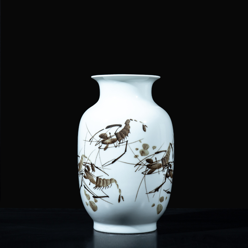 Jingdezhen ceramics hand - made shrimp boring vases, flower arranging new Chinese style furnishing articles, the sitting room porch home decorative arts and crafts