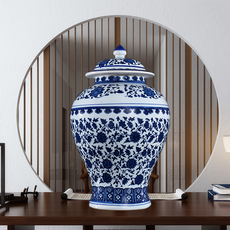 Jingdezhen ceramic antique hand - made of blue and white porcelain vase furnishing articles landscape general tea pot sitting room porch decoration