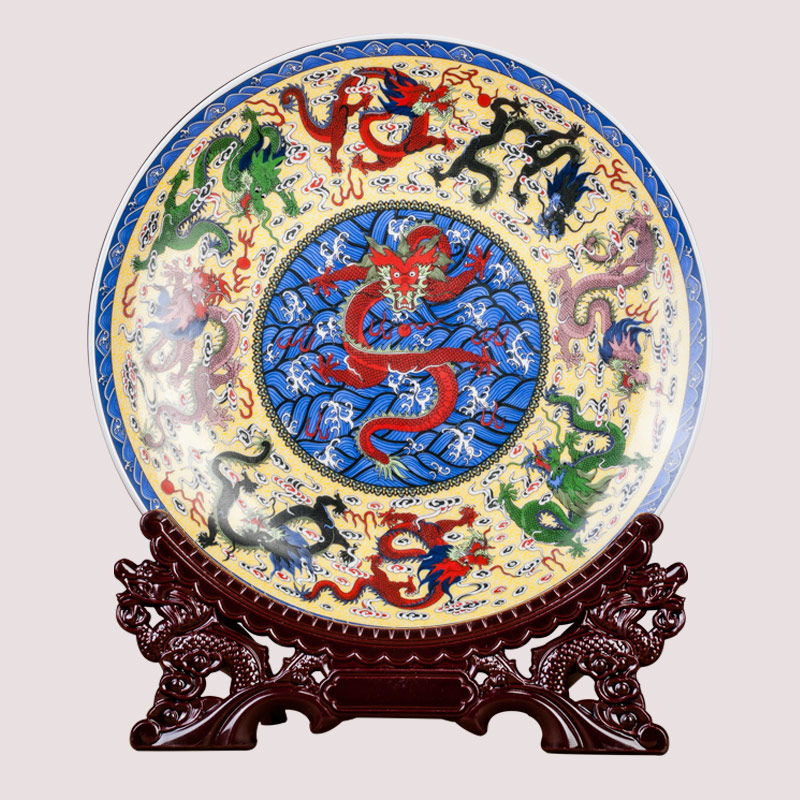 Chinese pottery and porcelain of jingdezhen furnishing articles furnishing articles wine sitting room porch up phnom penh decoration plate decoration prosperous peacock figure