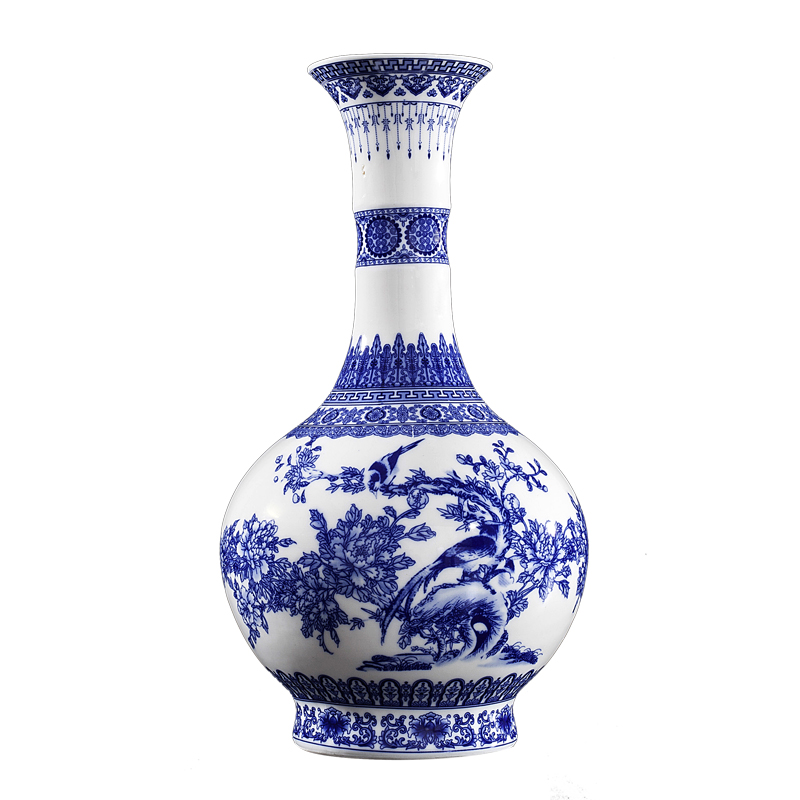 Jingdezhen ceramic antique hand - made of blue and white porcelain vase furnishing articles landscape general tea pot sitting room porch decoration