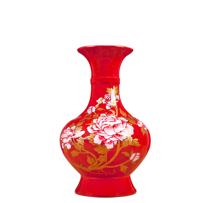 Rich jingdezhen ceramics red China flower vases, furnishing articles home sitting room ark adornment wedding gift