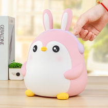 Little Penguin piggy bank girl savings tank childrens anti-fall cute Net red piggy bank can be stored in the girl boy