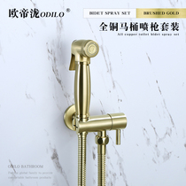 Outitaki full copper toilet toilet spray gun sitting toilet flush washer booster small shower nozzle woman wash wire gold