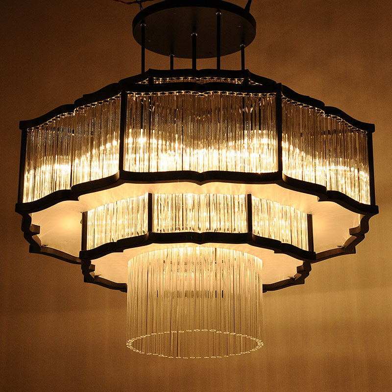 新中式吊灯客厅餐厅灯饭店包厢包间大厅吊灯铁艺现代中式水晶灯