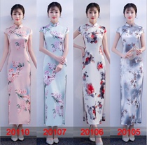 2018 New catwalk cheongsam long daily slim improved dress female retro cheongsam skirt Chinese style summer