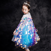 Girls Frozen Mermaid Aisha small shawl coat children Princess baby cloak costume autumn