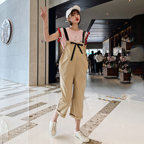 Pregnant womens pants children spring summer 2022 new summers Tidal Moms Personality Gestation Summer Loose Slim 90% Back Belts Pants