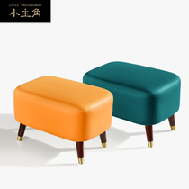 Light luxury sofa stool foot stool leather shoe changing stool living room long strip solid wood cloakroom wearing shoes door home foot stool
