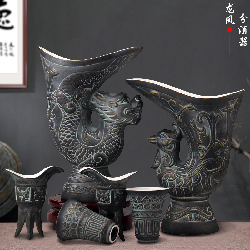 Jingdezhen ceramic bottle 4 jins 8 kg outfit imitation bronze archaize sealing four pounds of lion three - legged tripod caldron bottle