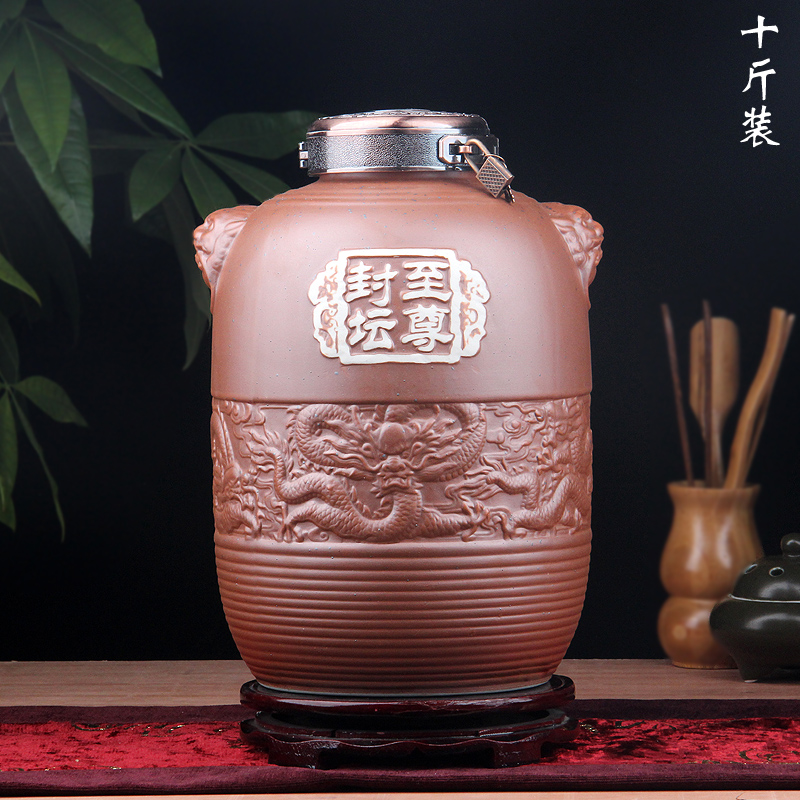 Jingdezhen ten catties loading ceramic bottle 10 jins jars jugs home wine pot collection gift box