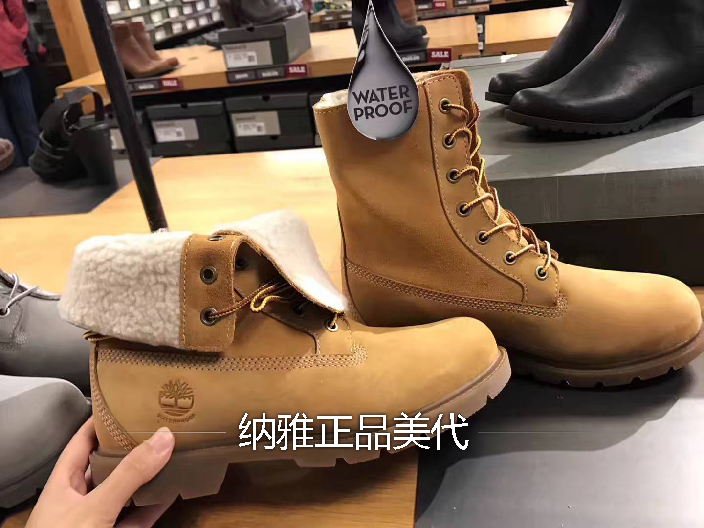 纳雅美国代购 正品直邮 timberland 添柏岚 全牛皮加棉女靴两穿_7折
