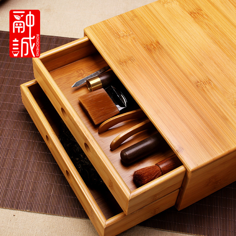 Puer tea box packing box general tea caddy fixings single bamboo tea tray to the receive ChaZhen tea cake contracted points