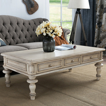 American countryside solid wood rectangular imitation antique white tea table small family style retro to make old living room coffee table tea table