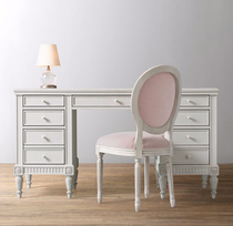 Fan-style solid wood desk American retro carved drawers study table home writing desk computer table and chairs combined furniture