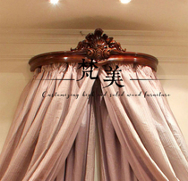American bed curtain frame European antique full solid wood hand carved bed crown French court princess decorative bed curtain head