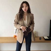 Suit jacket woman 2022 new spring and autumn Korean version of casual workout temperament with long and small western suit jacket woman