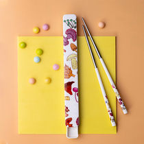 High-end titanium alloy chopsticks non-slip and anti-scalding office white-collar travel portable student tableware Titanium chopsticks gift lettering