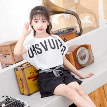 Girls set summer 2021 new foreign atmosphere childrens shorts Korean version of net red two-piece Childrens casual summer clothes