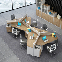 Guangzhou creative office furniture 6-person staff desk 3 screen office computer table and chair combination simple modern
