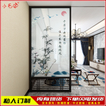 Dongyang wood carving new Chinese solid wood screen micro transparent partition flower grid hollow hollow living room entrance entrance can be customized