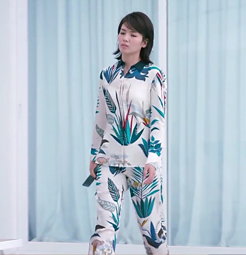欢乐颂2刘涛同款睡衣明星安迪印花衬衫长袖家居服套装夏季两件套