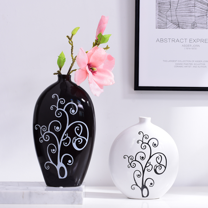 Individuality creative furnishing articles fashionable sitting room ark, household decoration ceramics handicraft modern simple black and white vase