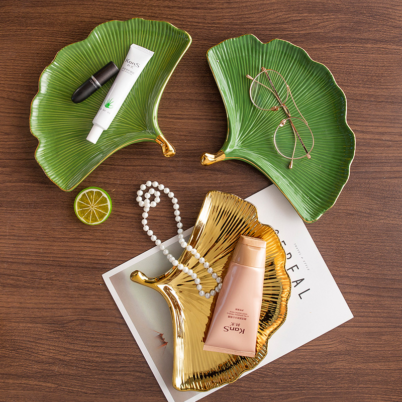 Up Phnom penh, ginkgo biloba ceramic snack dish plate to receive dish household example room soft adornment ornament furnishing articles
